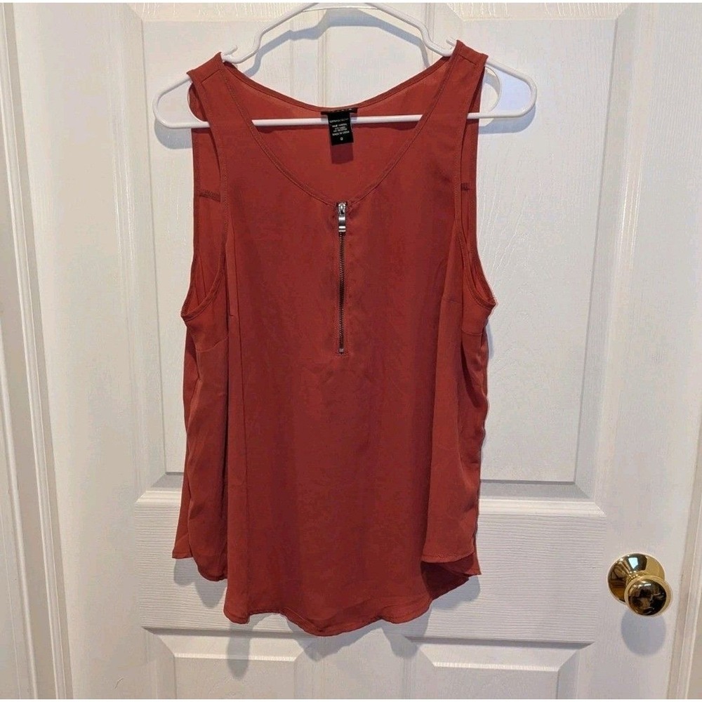 Balletcore Flowy Torrid Coral Zip Front Tank Top Sleeveless Blouse Boho 0X